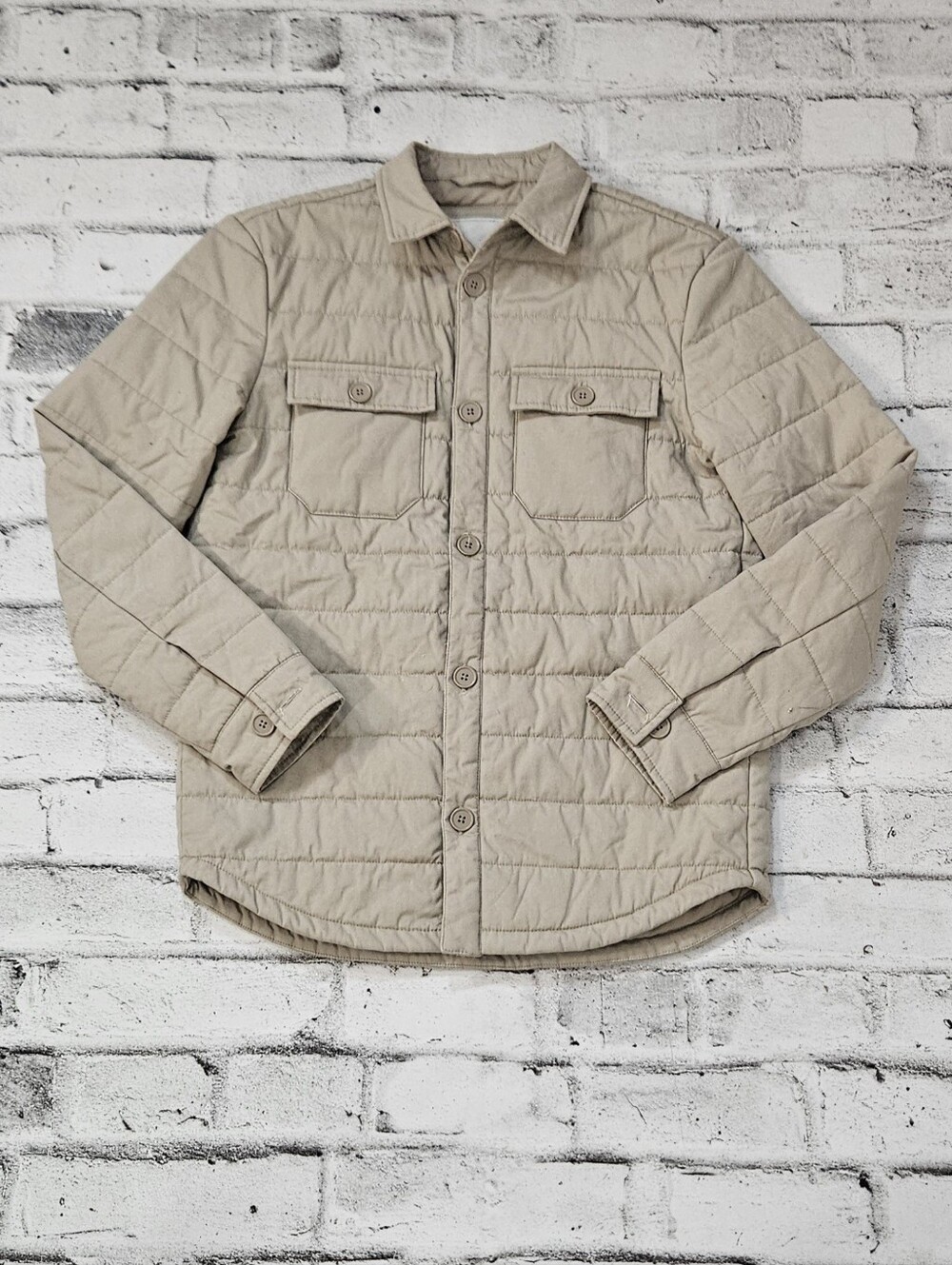 Jack & Jones Produkt Mens Quilted Overshirt Jacket Beige Size S